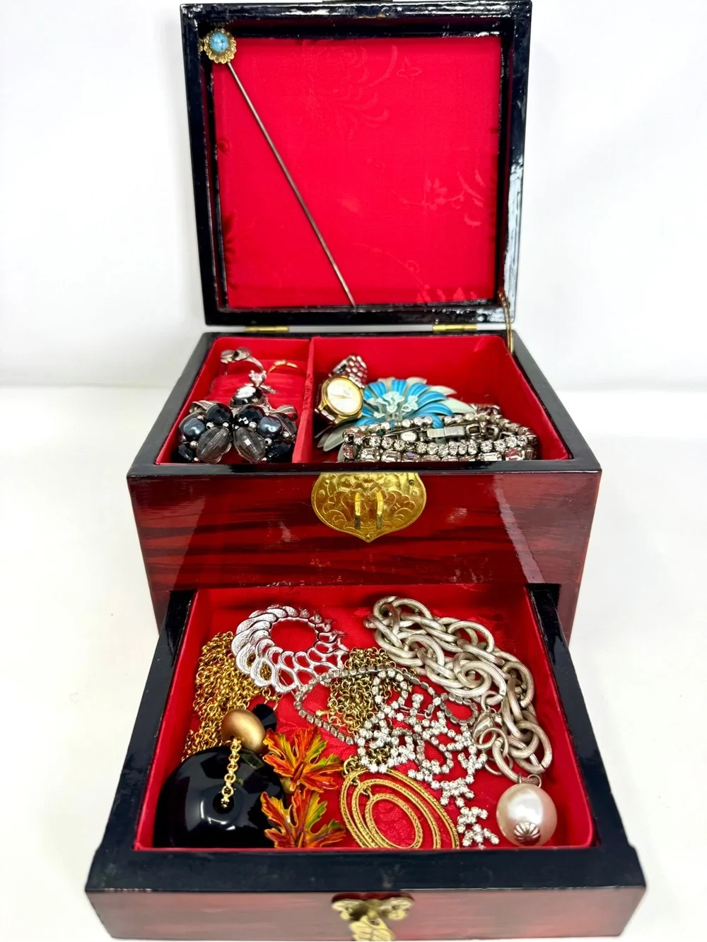 Vintage Deco-page “Empress & Ladies in Waiting” Estate Lot Jewelry Box Bundle